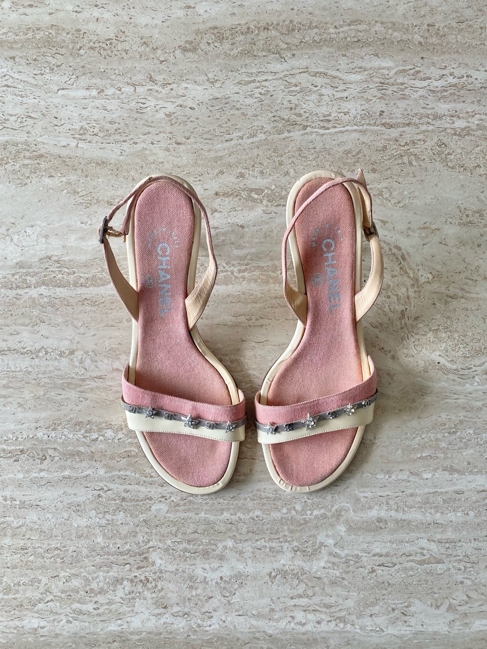 Vintage Chanel Crystal Star CC Sandal Heels - Picture 2 of 12
